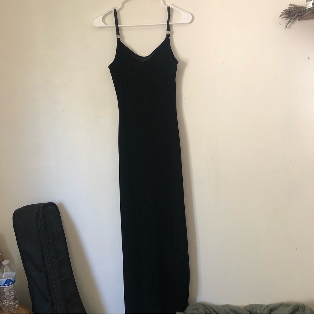 90s guess black velvet maxi dress